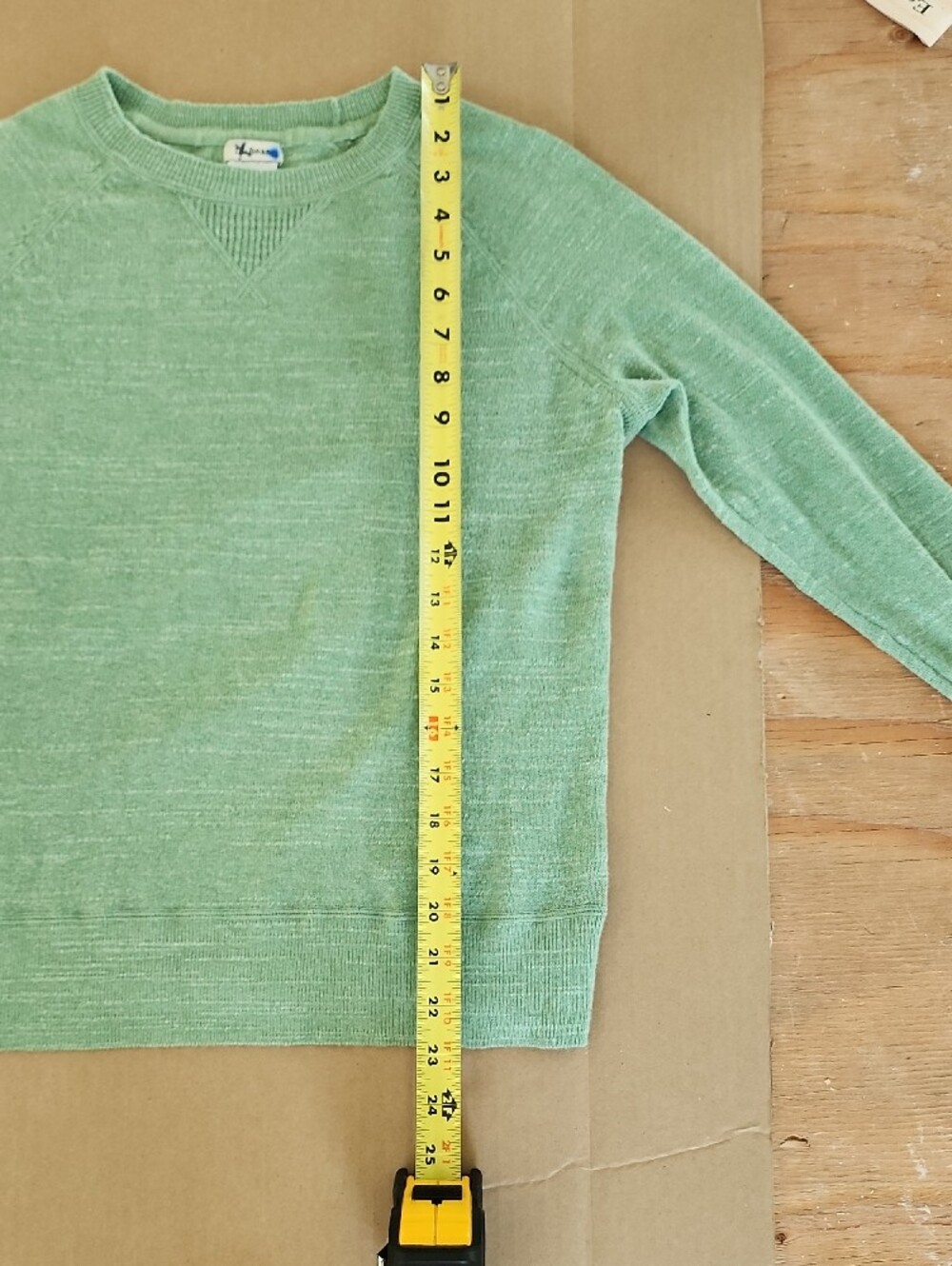 L.L. Bean Organic Cotton Slub Crewneck Sweater Lightweight Sweatshirt Green - Picture 4 of 9